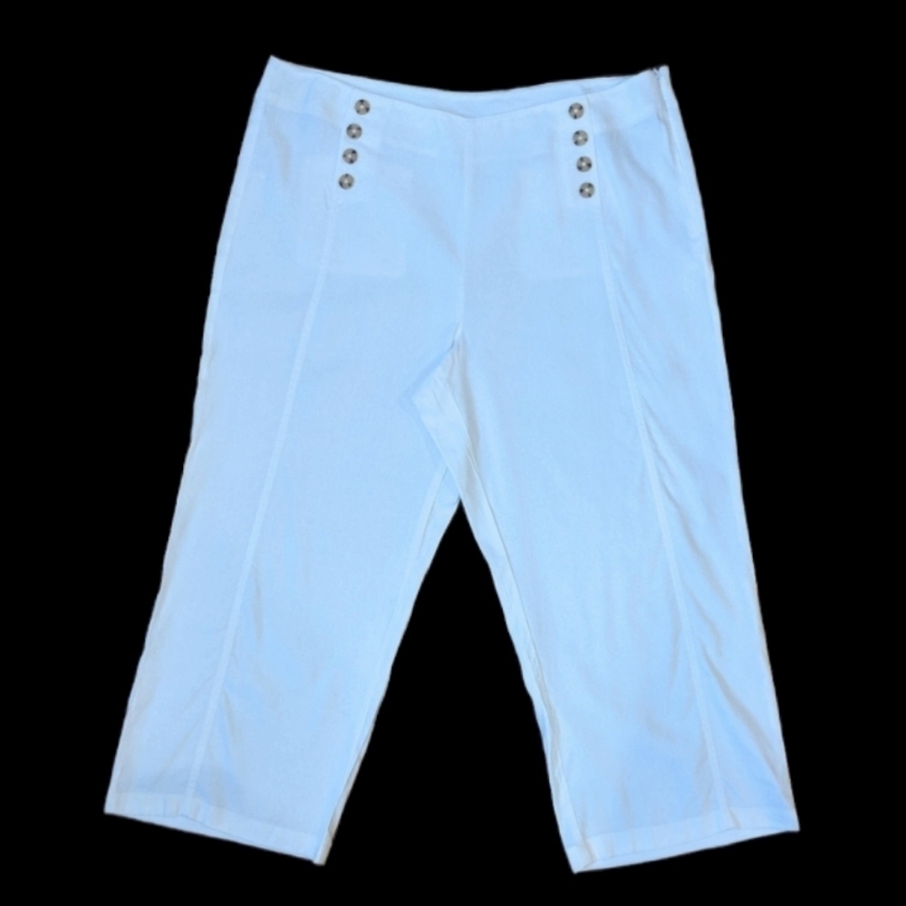 J. Jill Linen Blend Sailor Crop Pants sz 18 Nautical FLAW